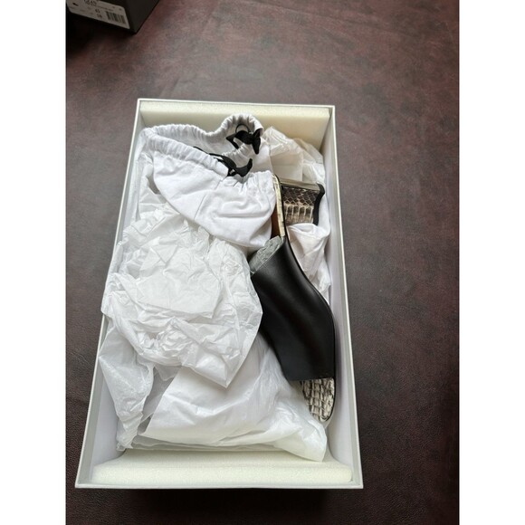 Clergerie Paris Women’s Slip On Heel Snake Print Size 7 New Black Leather - Picture 8 of 10